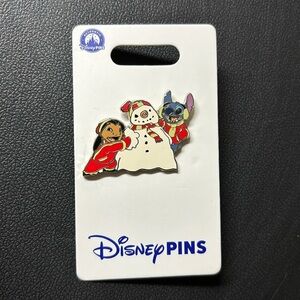Collectable Disney Parks Lilo and Stitch Christmas Building Snowman Pin